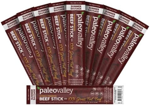 Paleovalley 100% Grass Fed Summer Sausage Beef Sticks - Delicious Gluten Free Beef Snack - High P... | Amazon (US)