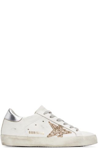 SSENSE Exclusive White & Silver Super-Star Classic Sneakers | SSENSE