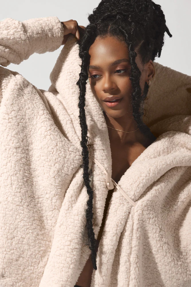 Faux Sherpa Oversized Cocoon Coat For Women - Taupe S/M - Ultra Comfy, Stylish And Cozy Long Sher... | POPFLEX