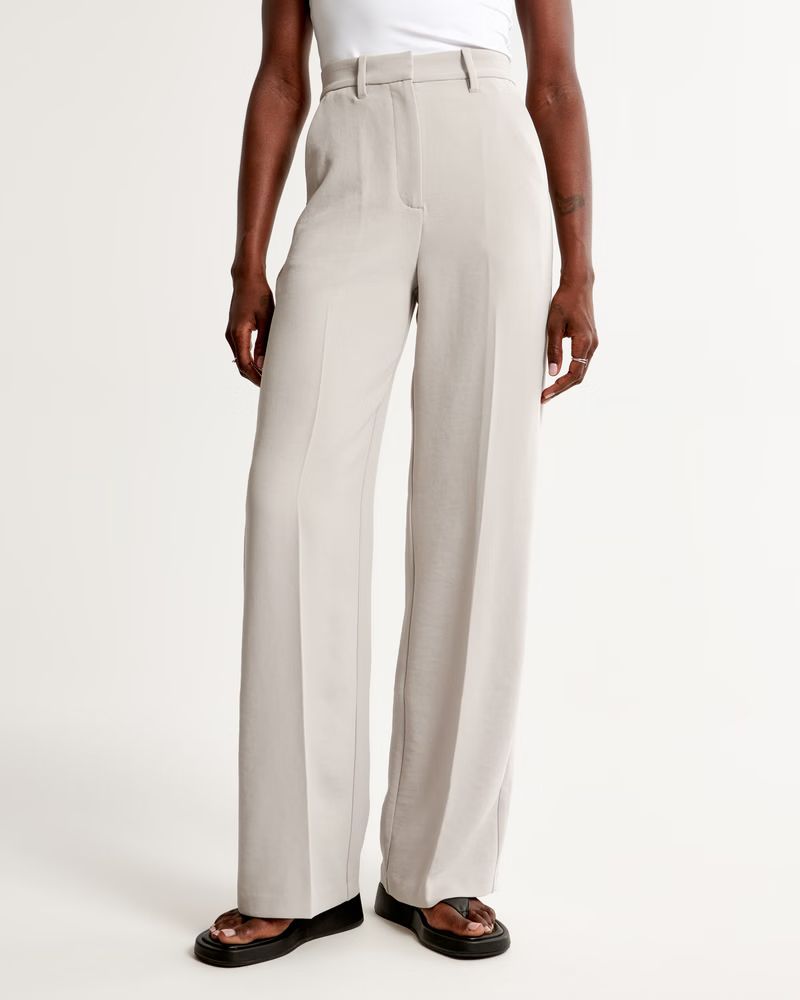 Women's Clean Premium Crepe Wide Leg Pant | Women's Bottoms | Abercrombie.com | Abercrombie & Fitch (US)