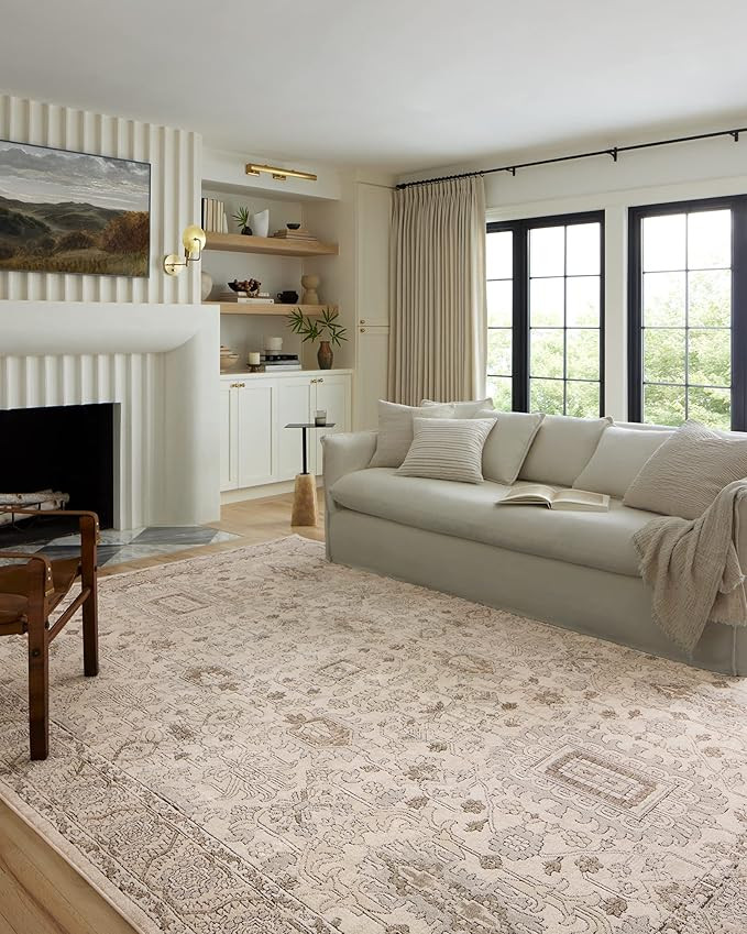 Loloi II Teagan Collection TEA-03 Ivory / Sand 7'-11" x 10'-6", .25" Thick, Area Rug, Soft, Durab... | Amazon (US)