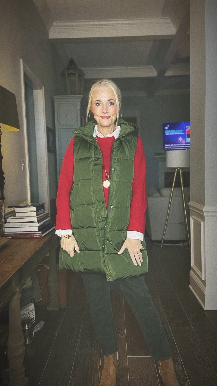 I am absolutely in LOVE with this long puffer vest with a removable hood. The perfect addition to any winter outfit. I bought it with our upcoming Alaska trip in mind, but I wore it to school today because I couldn’t wait! It is so slimming and not too bulky, yet it is still super warm. It comes in XS-XXL and in 7 different color options. The lighting here makes the material look a bit shiny, but it isn’t shiny at all in real life.

As a reminder, I’m 53, 5’8, and 140 lbs. I’m wearing it in a medium. #LTKHoliday 

#LTKGiftGuide #LTKSeasonal