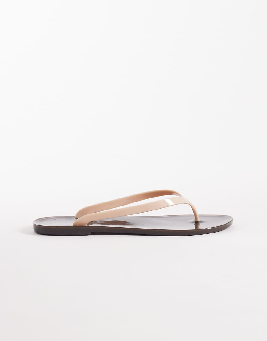 ASOS DESIGN Foxton jelly flip flops in chocolate and blush-Brown | ASOS (Global)