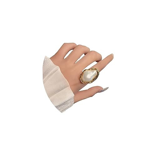 Pearl Ring for Women Promise Stacking Pearl Rings Adjustable Open Pearls Finger Ring Trendy Personality Christmas Pearls Jewerly Prom Dress Jewerly (Style-B) | Amazon (US)