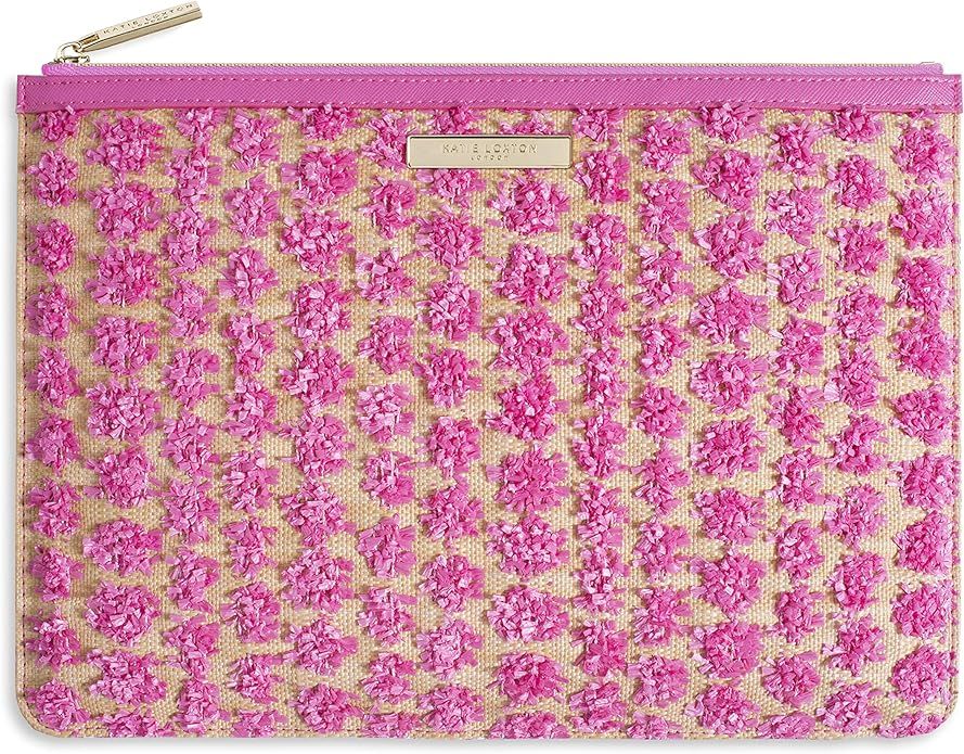 Katie Loxton Polly Pom Pom Womens Medium Straw Clutch Pouch Bag Pink | Amazon (US)