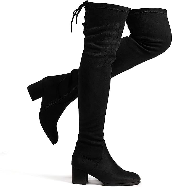 DREAM PAIRS Women's Over The Knee Thigh High Chunky Heel Boots | Amazon (US)