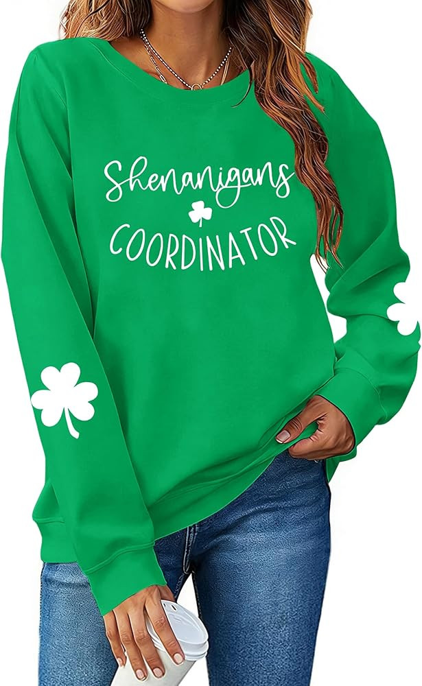 LOTUCY St Patrick's Day Sweatshirt Women Shenanigans Coordinator Shirt Shamrock Clover Tee Lucky ... | Amazon (US)