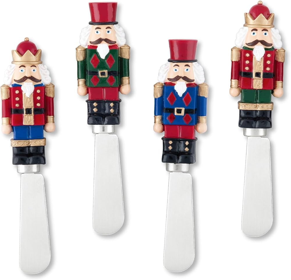 Supreme Housewares Nutcracker Themed Cheese Spreaders, Hand-Painted Resin Handles with Stainless ... | Amazon (US)
