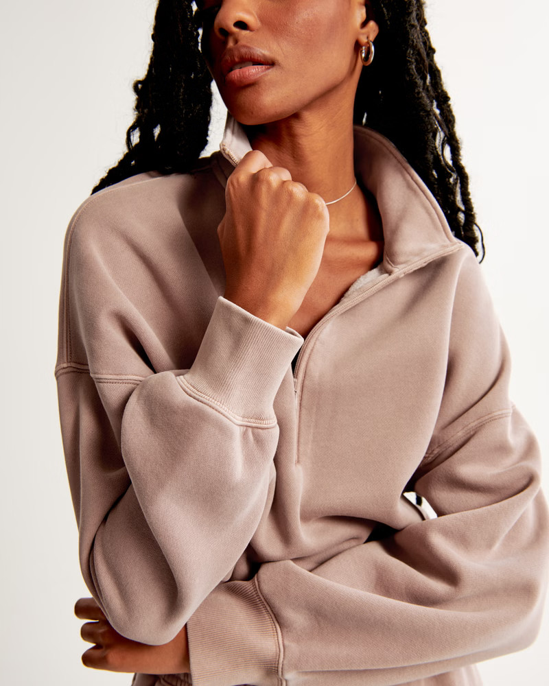 Women's Essential Sunday Half-Zip | Women's Tops | Abercrombie.com | Abercrombie & Fitch (US)