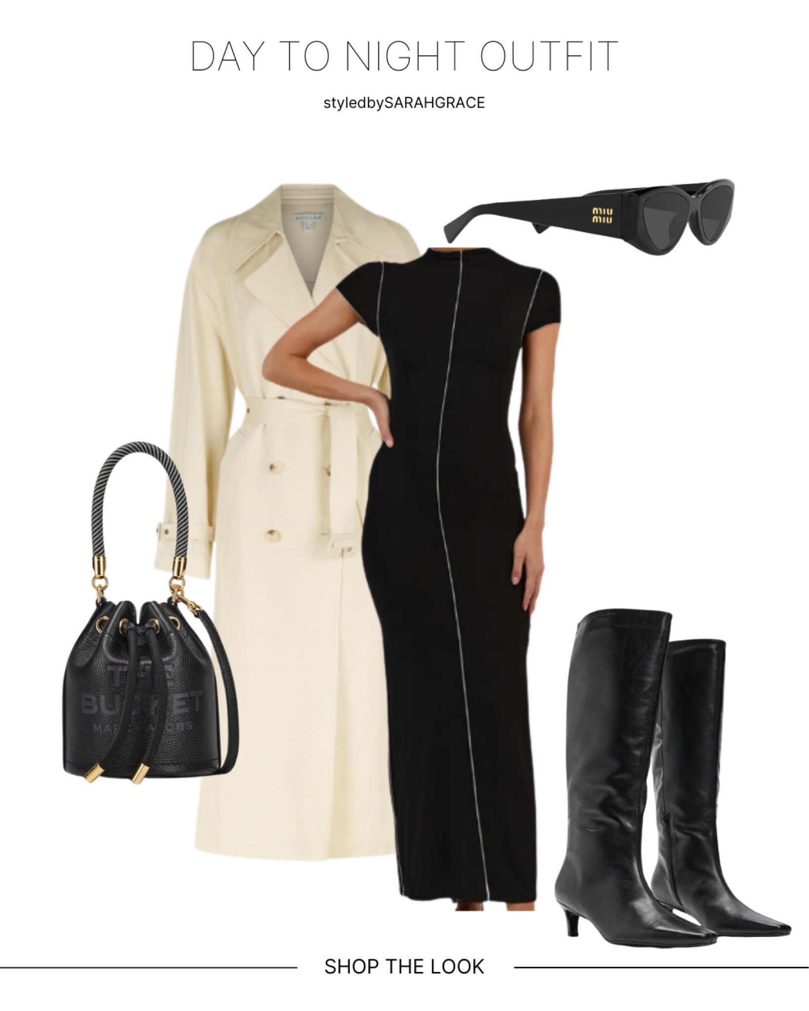 BRIEF: Day to night 

Layered outfit for the cooler months that will take you effortlessly from day to night. 
A classic double lined black midi dress with cap sleeves is an elegant and timeless choice, paired with a bone trench. Knee high boots with a kitten heel. Go straight from work to dinner looking best dressed.

#mididress #blackdress #worktodinner #socialoutfit #workwear #daytonight #creamtrench #miumiusunglasses 

#LTKstyletip #LTKworkwear #LTKaustralia