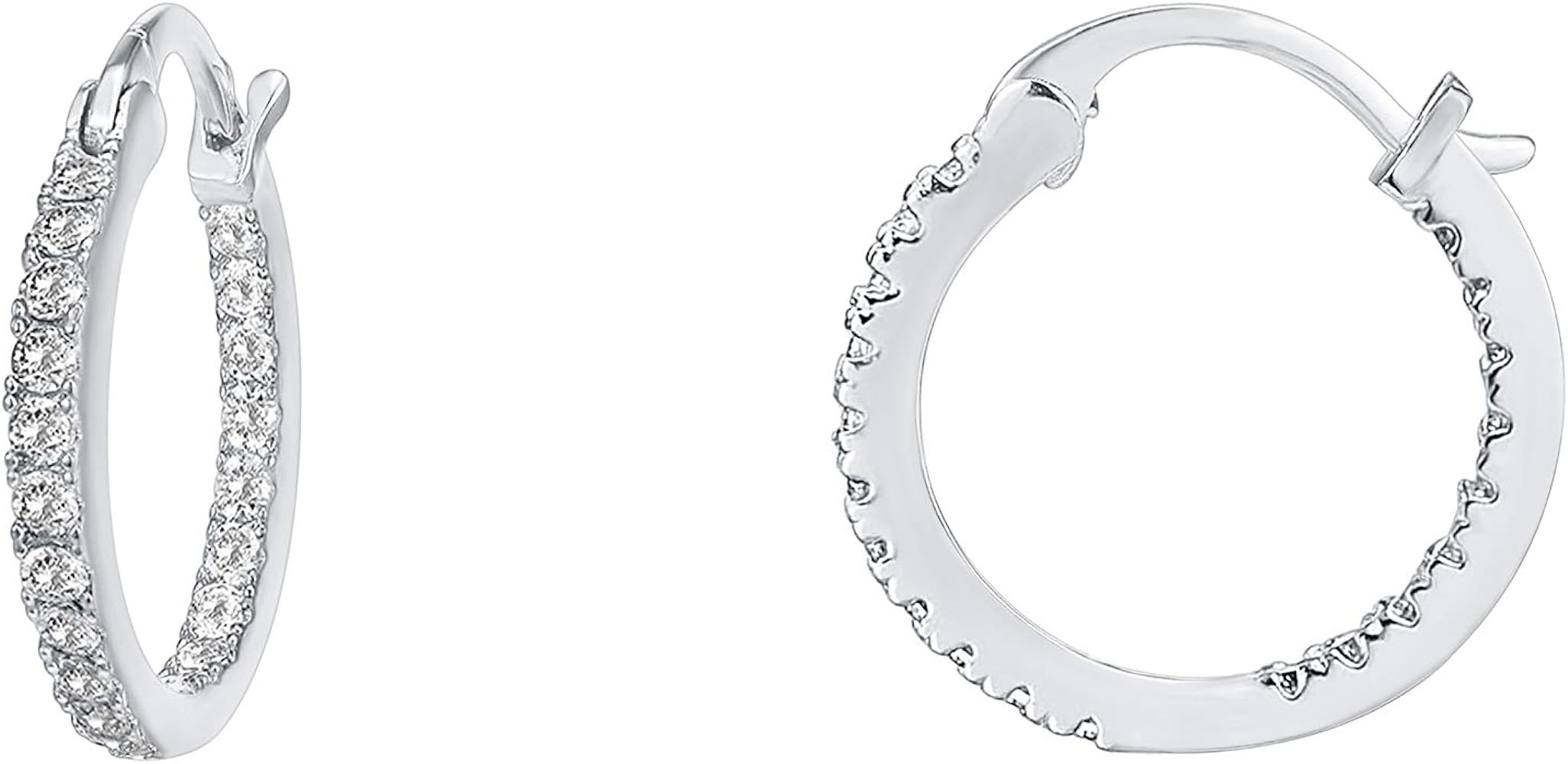 PAVOI 14K Gold Plated 925 Sterling Silver Post Cubic Zirconia Hoop Earrings 30/15mm | Amazon (US)