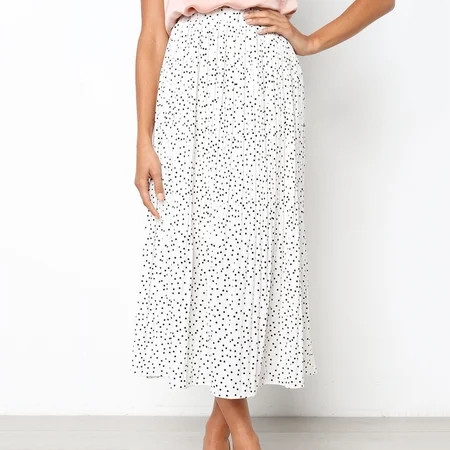 MRULIC skirts for women Women s Casual Elegant High Waist Polka Dot Pleated Skirt Midi Maxi Swing Sk | Walmart (US)