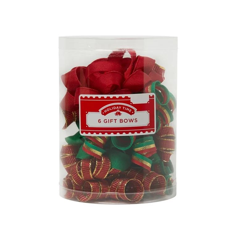 Holiday Time Red and Green Gift Bows, 6 Count | Walmart (US)