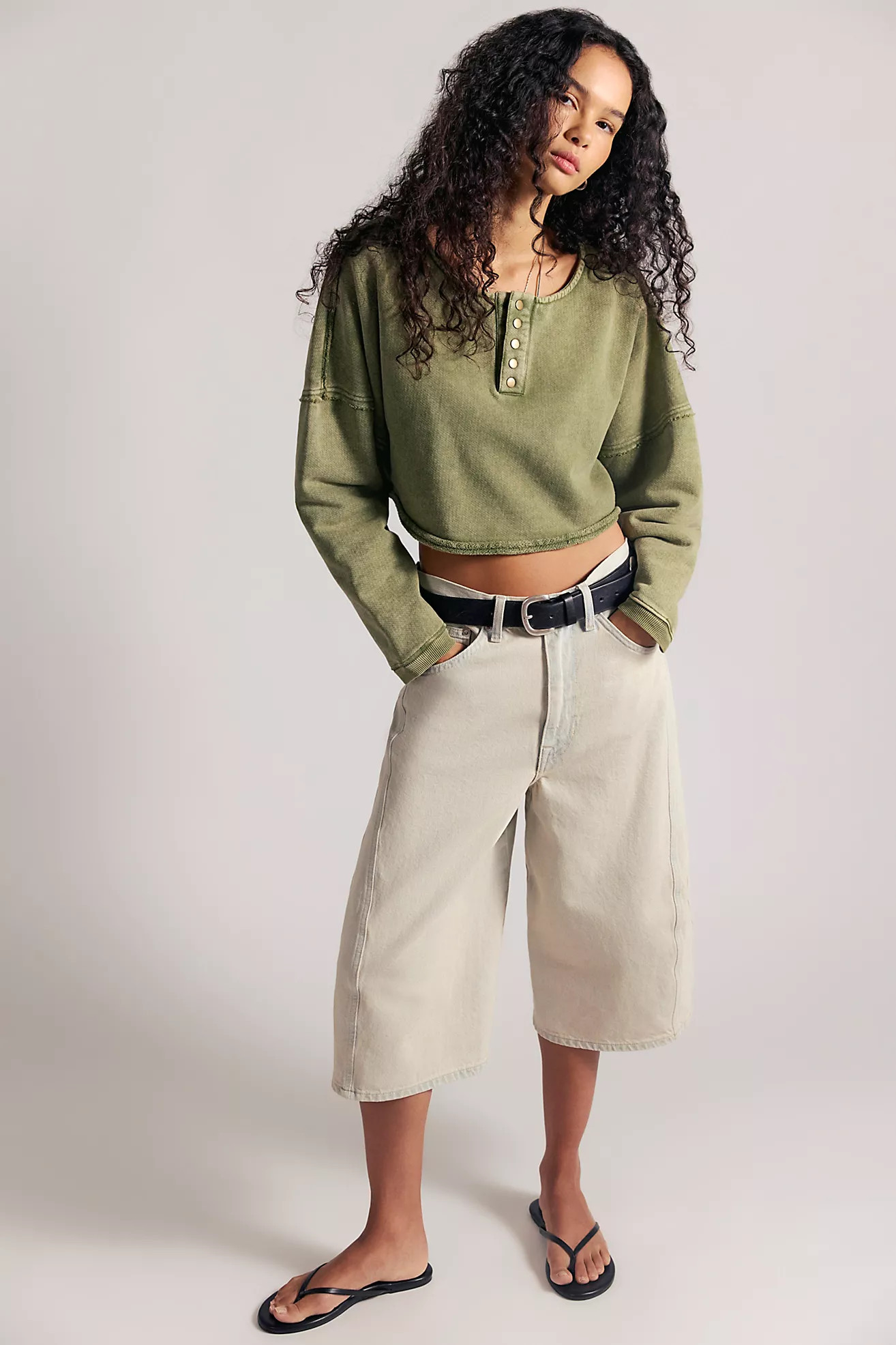 Katie Cropped Henley Sweatshirt | Free People (Global - UK&FR Excluded)