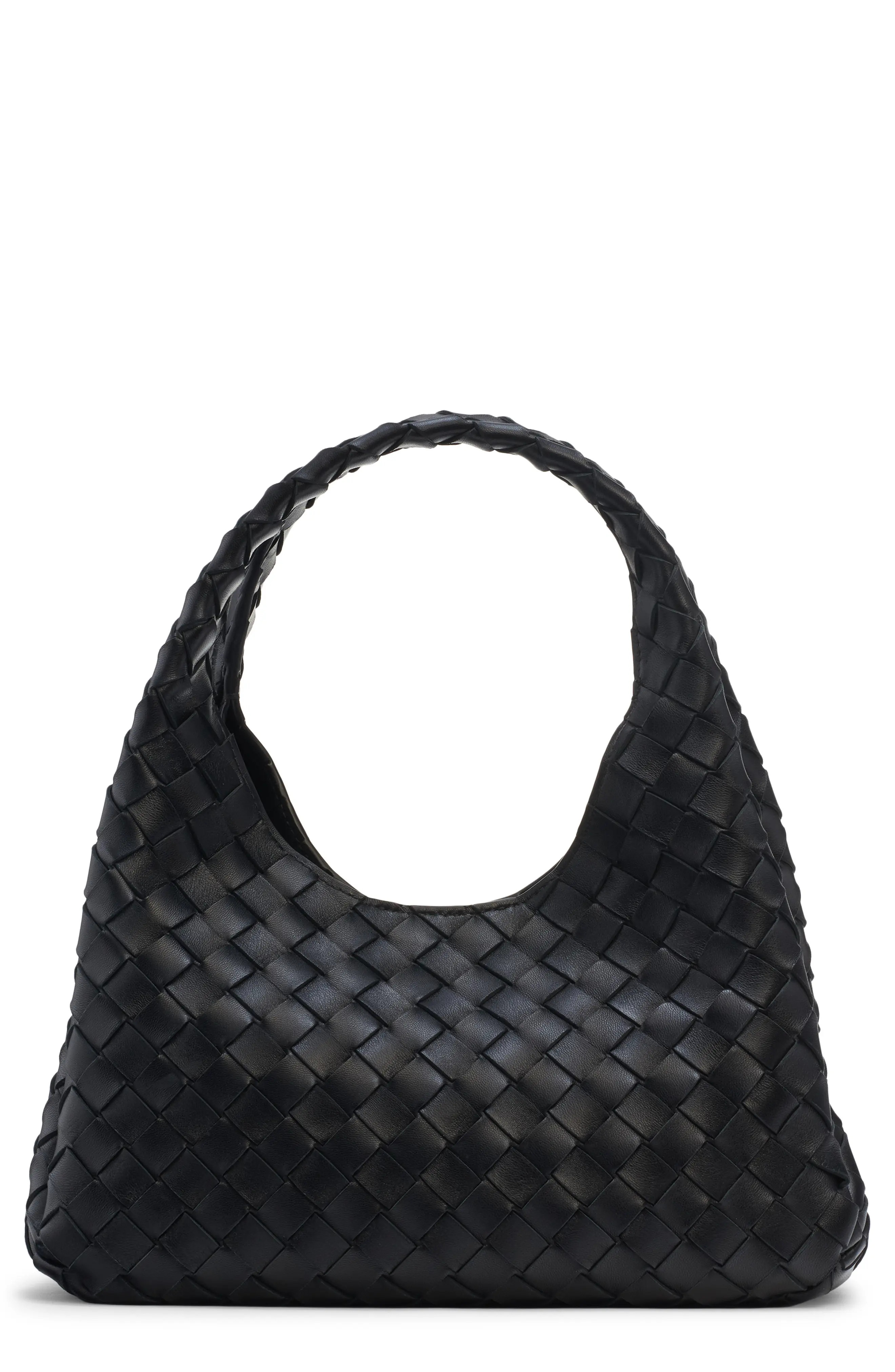 Bottega Veneta Small Campana Intrecciato Leather Shoulder Bag in Black-Brass at Nordstrom | Nordstrom
