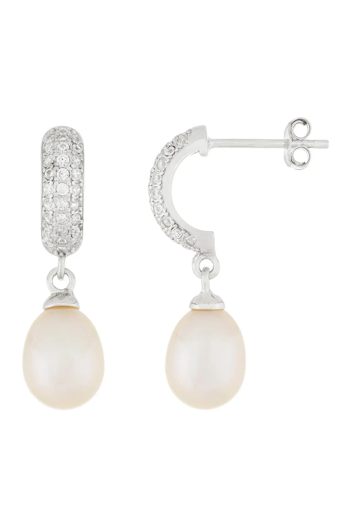 Splendid Pearls CZ 7-8mm Cultured Freshwater Pearl Earrings at Nordstrom Rack | Nordstrom Rack