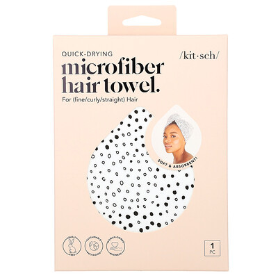 Kitsch, Quick Drying Microfiber Hair Towel, Micro Dot, 1 Piece | iHerb