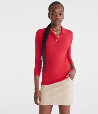 Long Sleeve Uniform Piqué Polo | Aeropostale