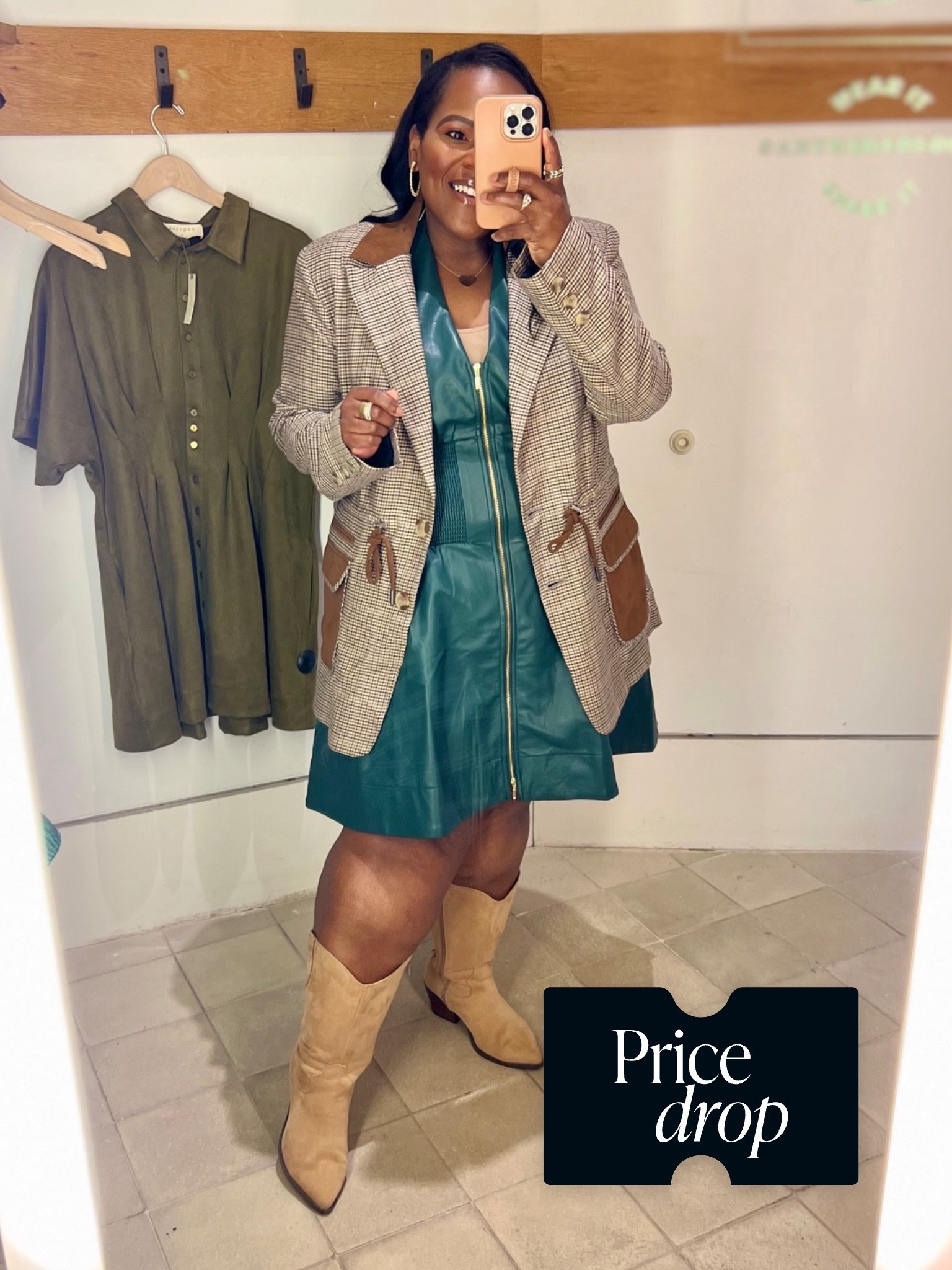 Love this cinched brown plaid blazer with faux leather trim from Anthropologie 😍 Wearing the size large. 

#LTKPlusSize #LTKMidsize #LTKCyberWeek