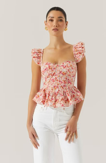 Baylin Floral Peplum Top | ASTR The Label (US)