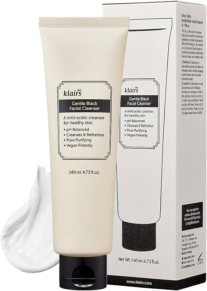 DearKlairs] Gentle Black Facial Cleanser, 4.73 Fl Oz | Vegan, low pH, Hydrating Finish, 99% Fine ... | Amazon (US)