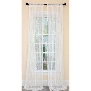 Manor Luxe White Polka Dot Rod Pocket Sheer Curtain - 54 in. W x 96 in. L | The Home Depot