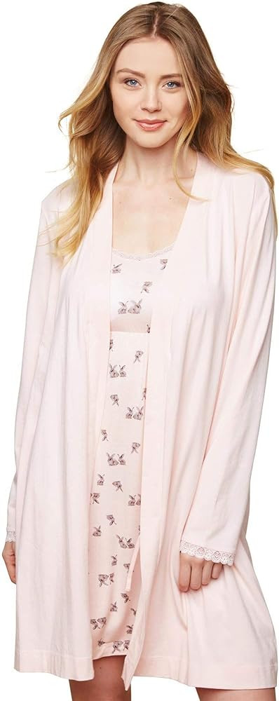 Motherhood Maternity Women's Maternity Tie Front Nursing Robe with Lace Trim Sleeve, Pink Dogwood... | Amazon (US)