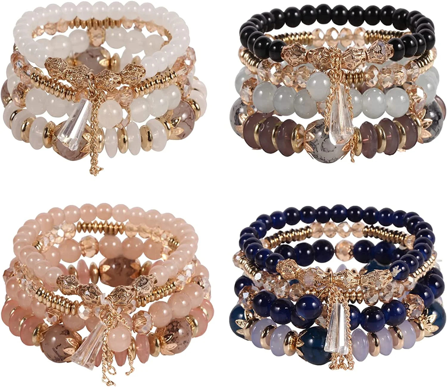 Solosoya Bohemian Boho Stackable Bracelets for Women Set  Girls Stretch Multilayer Stack Beads Co... | Walmart (US)