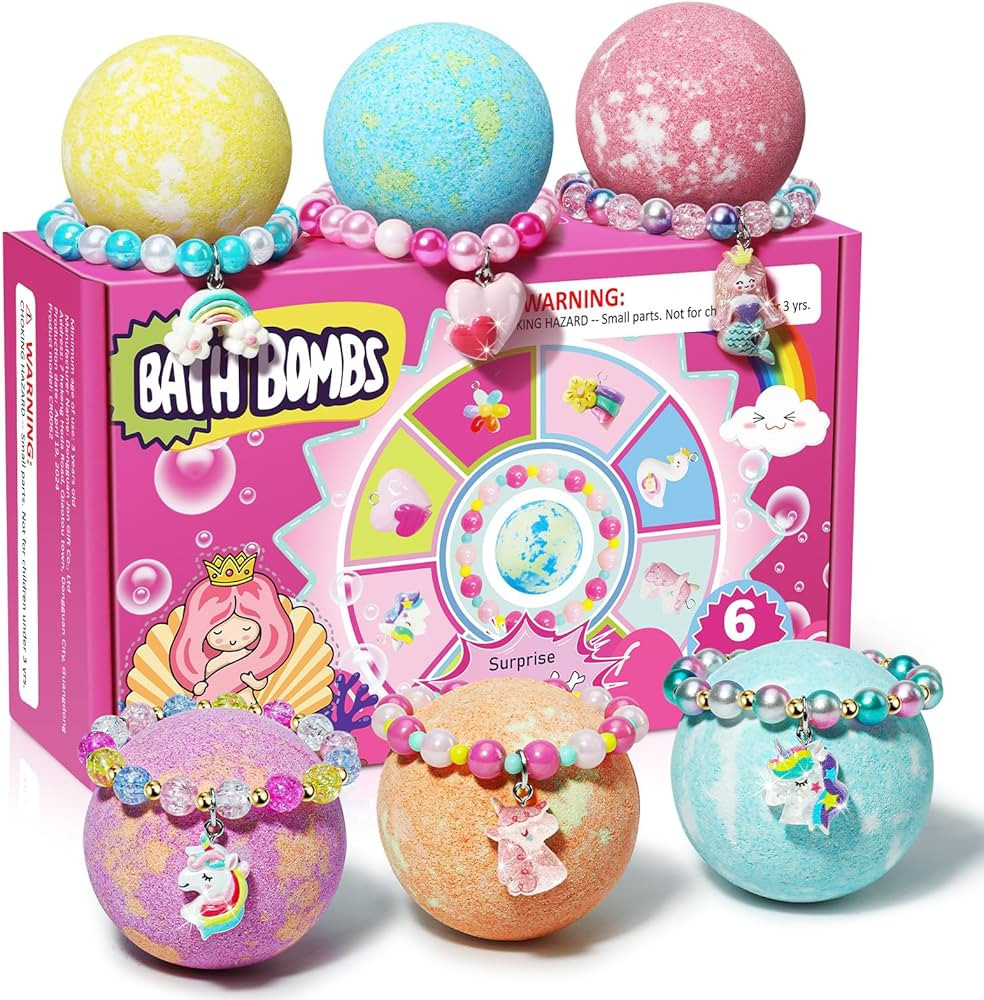 Unicorn Bath Bombs for Kids Girls with Bracelet Inside, sanyi Bubble Bath Toys Birthday Stocking ... | Amazon (US)