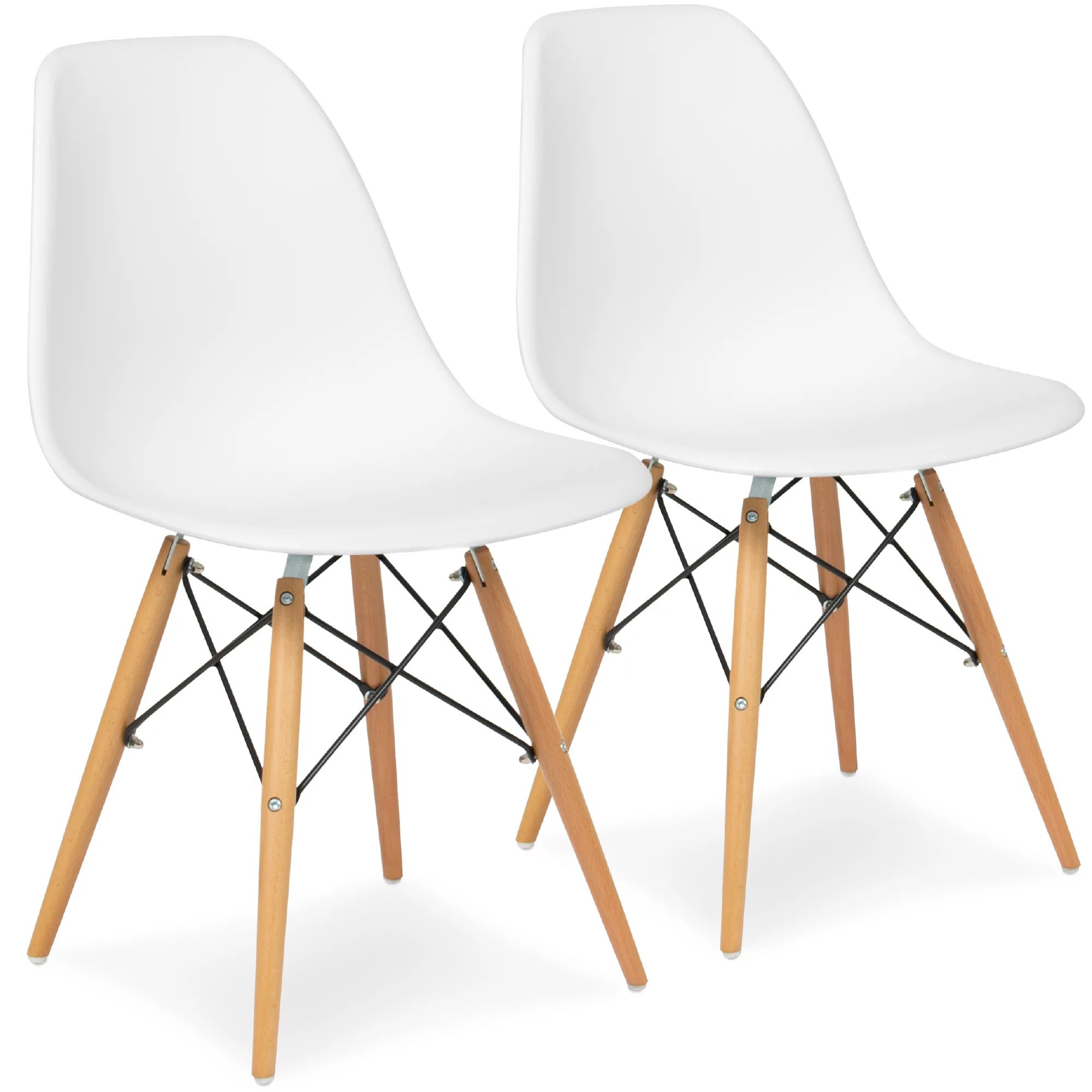 Best Choice Products Set of 2 Mid-Century Modern Arm Chairs- White | Walmart (US)