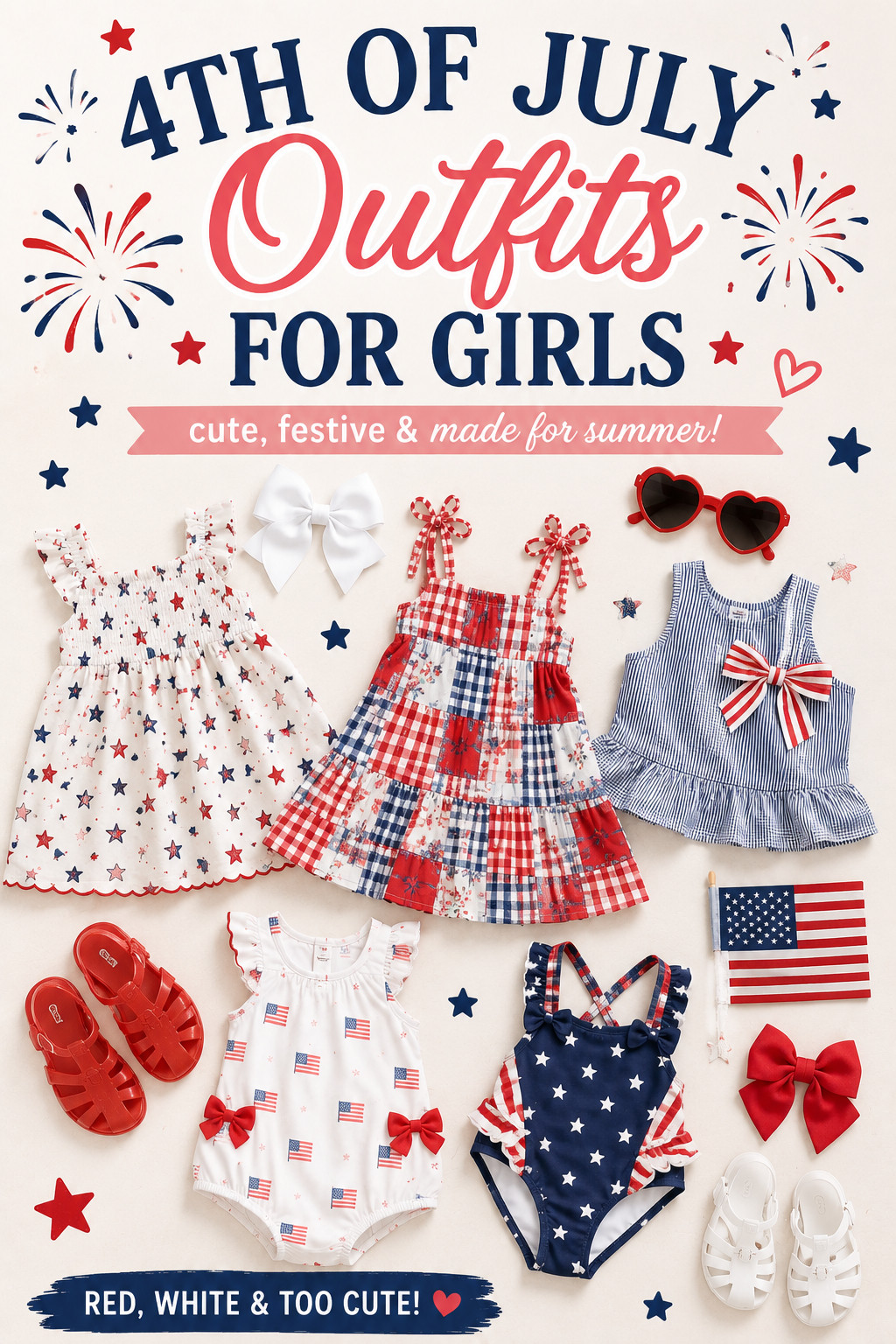 Red, white & TOO cute 🇺🇸✨
Sharing the sweetest 4th of July outfits for girls + baby girls from Target & Walmart — think smocked dresses, patriotic swimsuits, jelly sandals, bows, heart sunglasses & all the Pinterest-worthy summer vibes ❤️🤍💙

These finds are perfect for fireworks, summer vacations, Disney trips, backyard BBQs & matching sister moments ☀️🎆

Everything is linked in my LTK!
#LTKkids #LTKfamily #FourthOfJulyOutfits #PatrioticStyle #TargetKids #WalmartFinds #ToddlerStyle #BabyGirlStyle #SummerOutfits #KidsFashion #4thOfJulyStyle #AmericanaStyle #TargetStyle #DisneyMom #MomStyle #PatrioticOutfits #LittleGirlStyle #LTKunder50 #SummerKidsFashion #RedWhiteAndBlue

affiliate links may earn me a small commission at no extra cost to you 

 #LTKootd #LTKKids