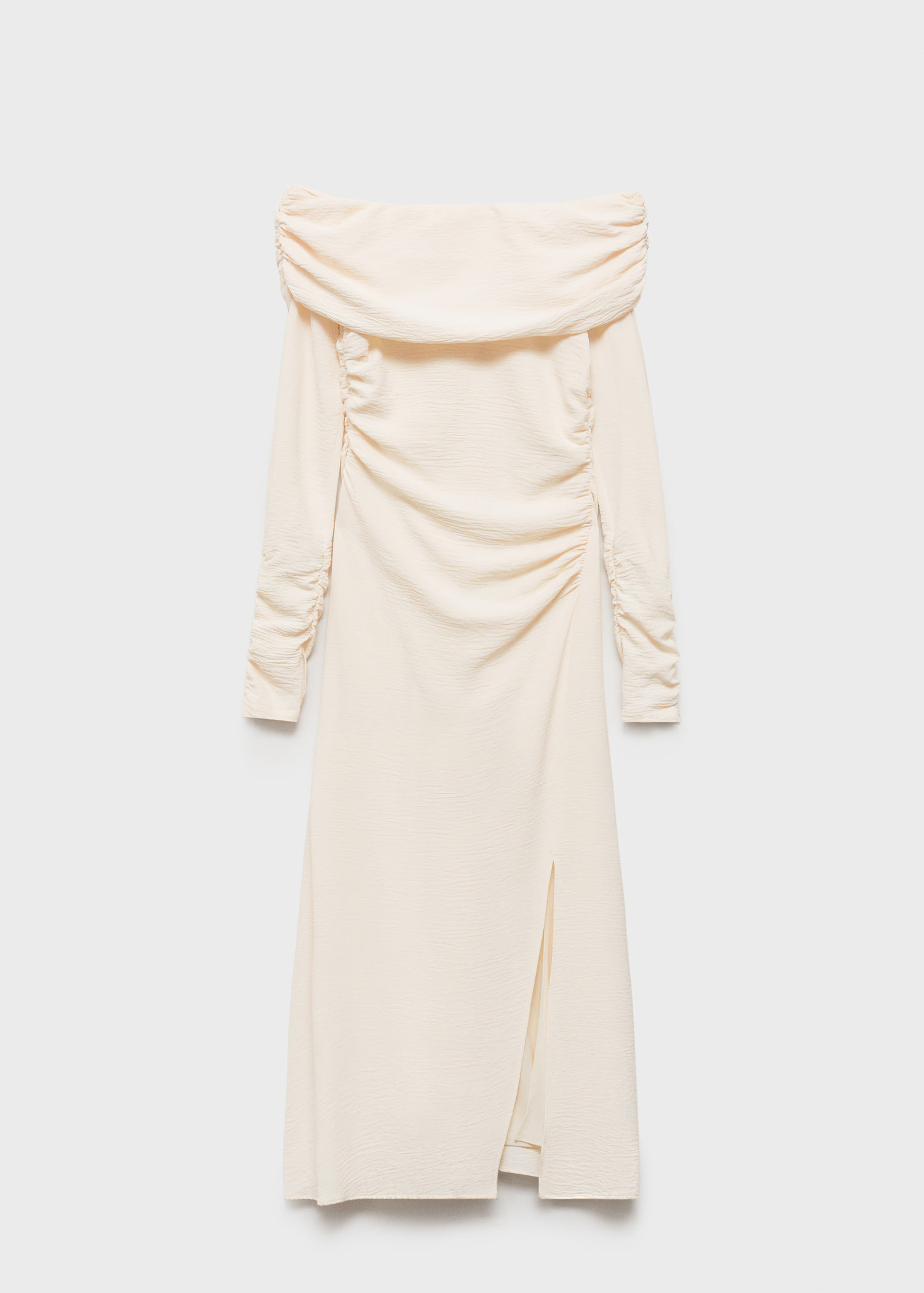 Off-the-shoulder draped dress - Women | MANGO United Kingdom | MANGO (UK)