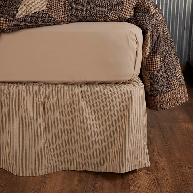 VHC Brands Farmhouse Star Ticking Striped Cotton Primitive Split Corners Gathered King Bed Skirt,... | Amazon (US)