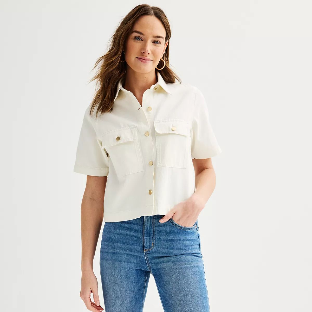 Women's Sonoma Goods For Life® Short Sleeve Button-Down Shirt | Kohl's