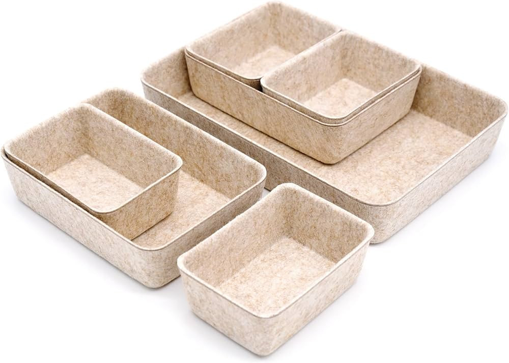 Office Drawer organizers felt storage bins Shallow Small Desk trays Draw dividers Nordic Lifestyl... | Amazon (US)