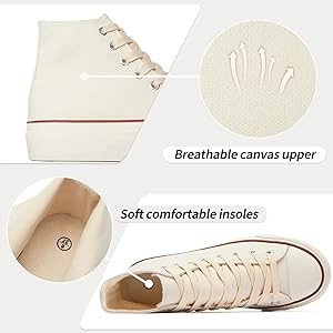 FINIWOR Women's Canvas High Top Sneakers Platform Casual Shoes | Amazon (US)