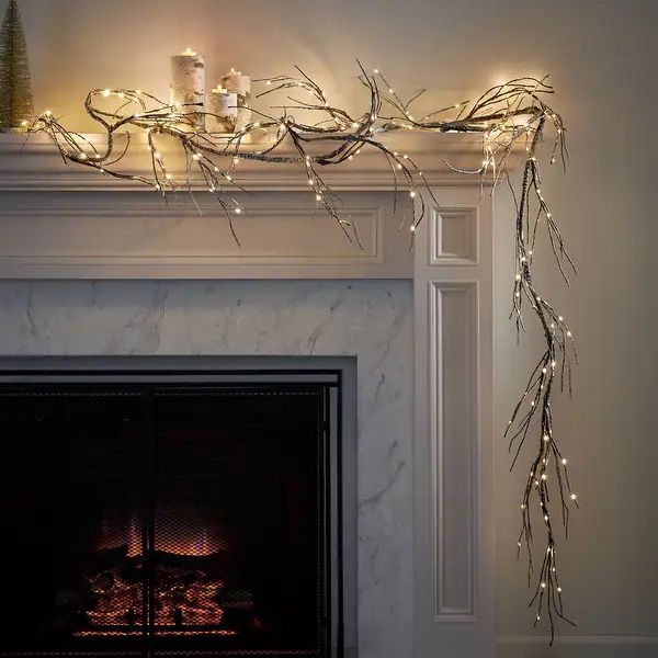 Michaelson 18-foot Pre-Lit Warm White LED Christmas Garland by Christopher Knight Home - Snowy - ... | Bed Bath & Beyond