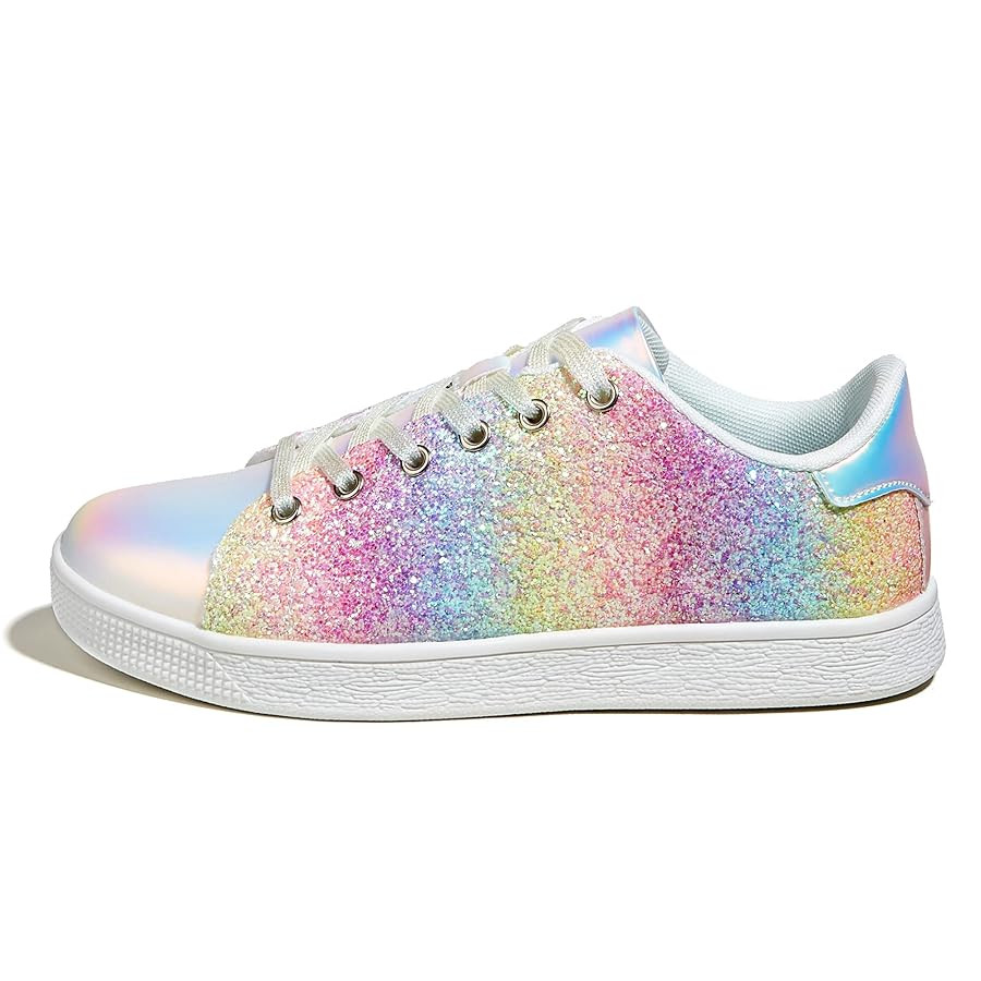 LUCKY STEP Glitter Shoes Sparkly Bling Shiny Bedazzled Lace up Fashion Sneakers for Women | Amazon (US)