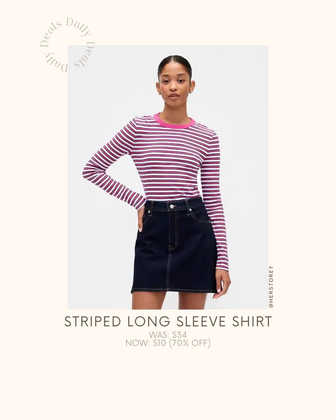 Striped Long Sleeve Shirt 
Was: $34
NOW: $10 (70% OFF)

#LTKPetite #LTKSaleAlert #LTKOver40