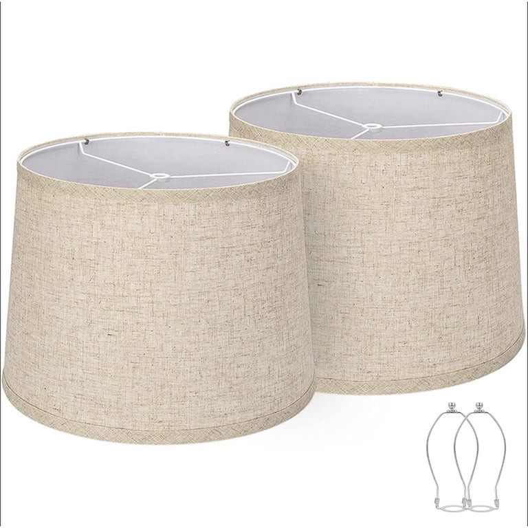 Lamp Shades Set of 2, Large Beige Drum Fabric Lampshades with Spider Fitter, 11.6" Top x 12.6" Bo... | Walmart (US)