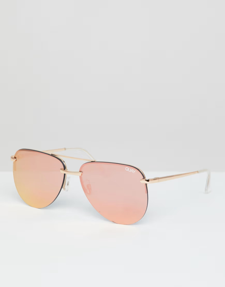 Gafas de sol estilo aviador con montura al aire The Playa de Quay Australia-Rosa | ASOS (Global)