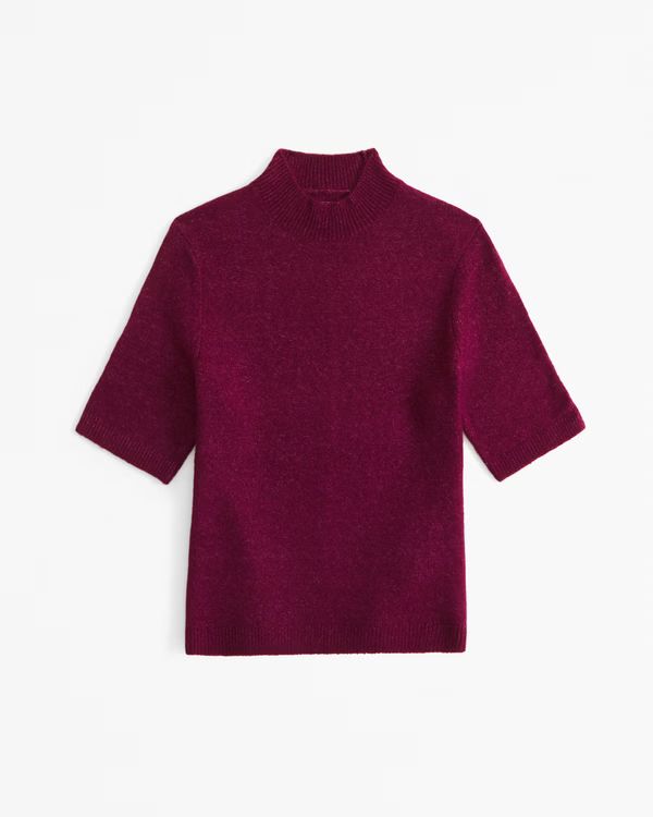 Skimming Mockneck Sweater Tee | Red Tee | Red Sweater | Work Outfit Fall | Abercrombie & Fitch (US)