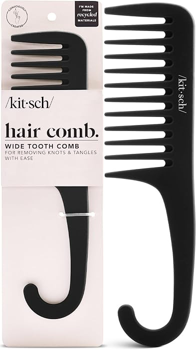 Kitsch Wide Tooth Comb For Curls - Curved Handle Detangling Tool for Curly, Wet & Thick Hairs, Fr... | Amazon (US)