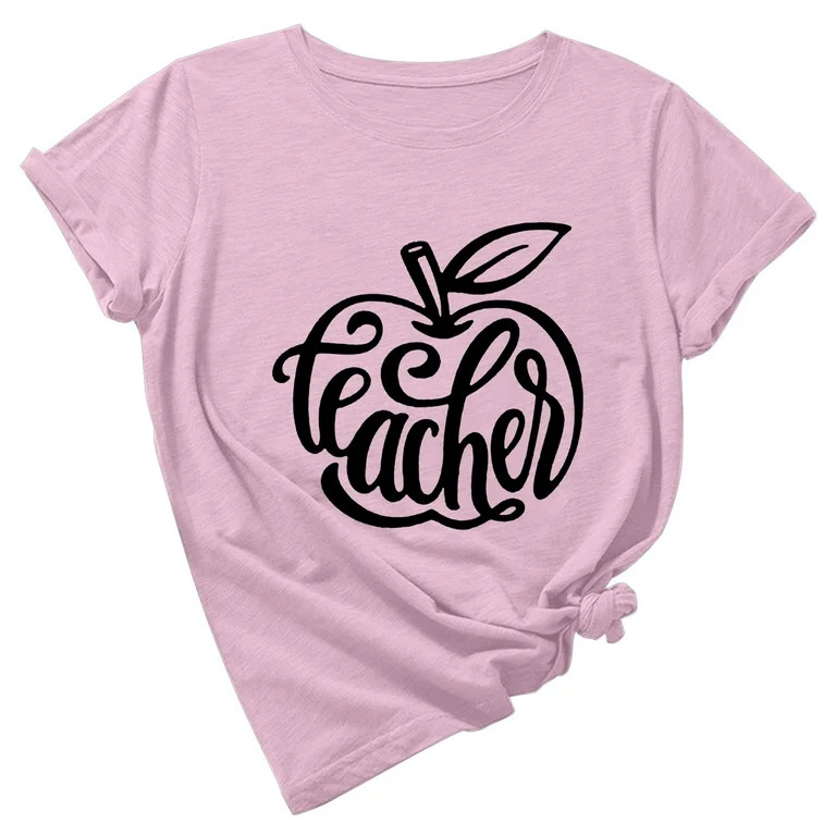 Teacher Shirt Women Teaching Tshirt Alphabet Graphic Short Sleeve Basic Tee Tops Kindergarten Tea... | Walmart (US)