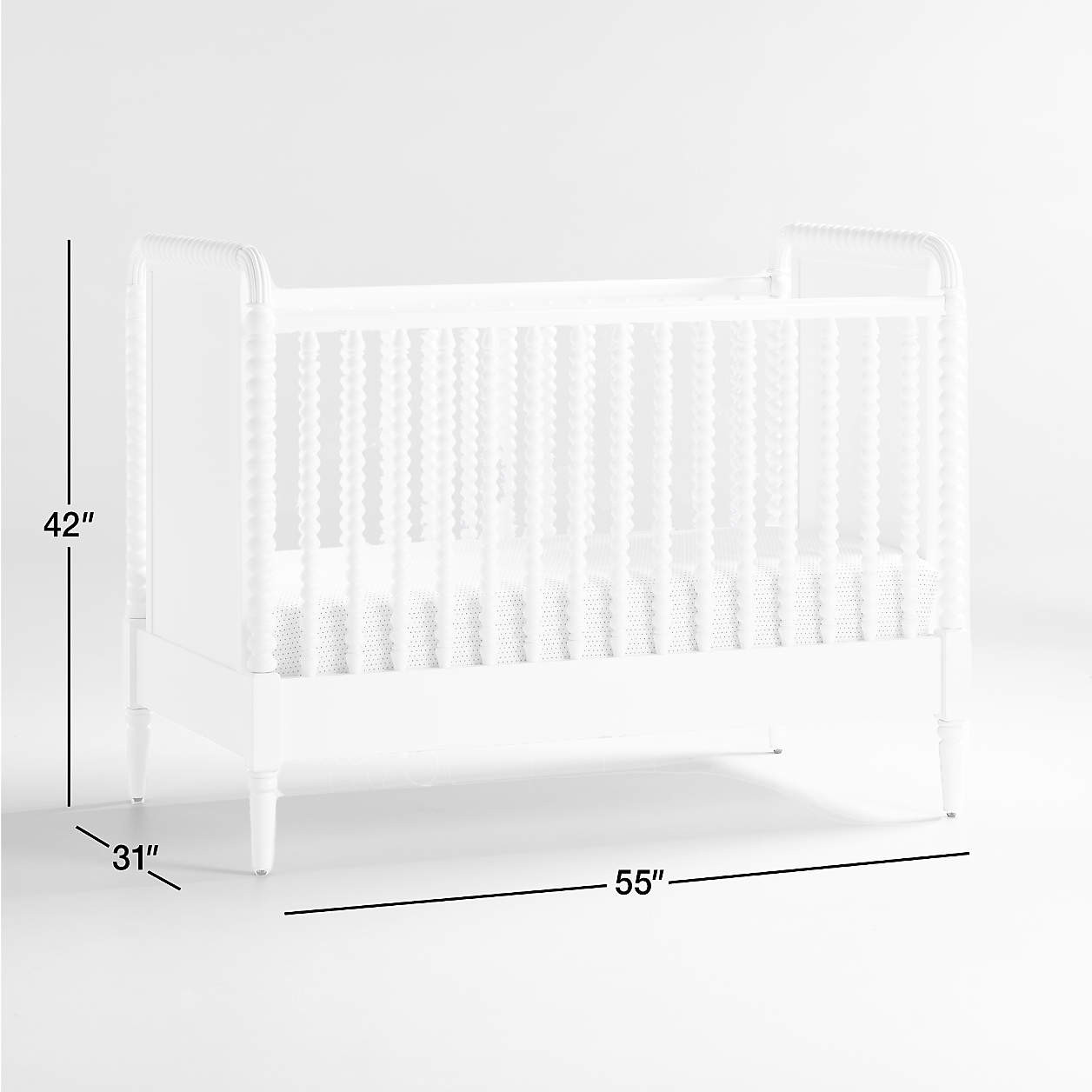 Jenny Lind Heirloom White Wood Convertible Baby Crib with Toddler Bed Rail + Reviews | Crate & Ki... | Crate & Barrel