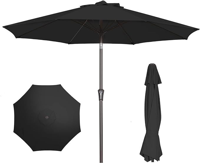 PatioKingdom 9FT Patio Umbrella Outdoor Market Umbrella with Push Button Tilt and Crank, Table Um... | Amazon (US)