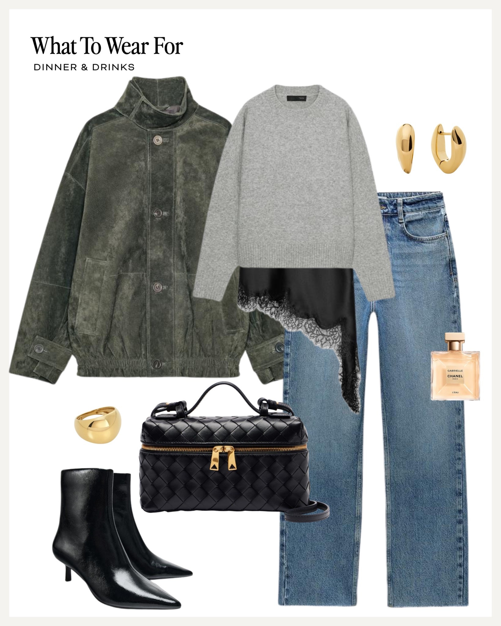 Date night 🍸 

Suede jacket / Zara fashion / jeans outfit / lace top / heeled ankle boots / bottega Veneta bag 

#LTKdatenight #LTKautumn #LTKuk