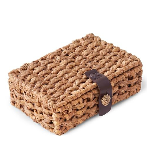 Divtada Wicker Storage Basket with Lid, Natural Seagrass Rectangular Woven Basket, Storage Boxes with Lids for Shelf Decor, Cute Bins and Small Basket with Lid for Home Organization | Amazon (US)