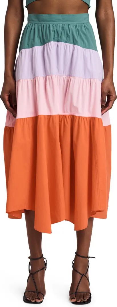 Katalina Colorblock Tiered Cotton Skirt | Nordstrom