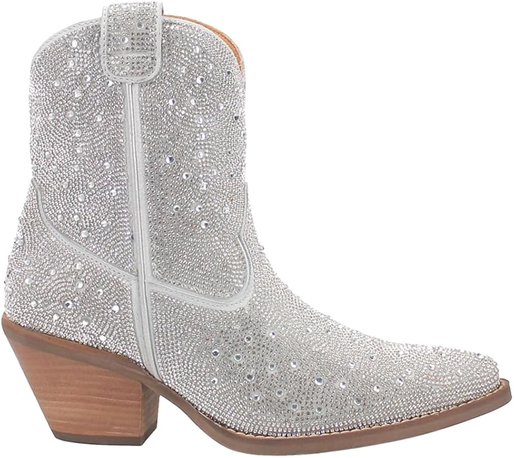 Dingo Womens Neon Moon Rhinestone Pointed Toe Zippered Casual Boots Ankle High Heel 3" & Up - Pin... | Amazon (US)